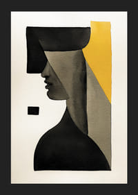 Abstrakti kasvojen profiili mustana, harmaana ja keltaisena-5