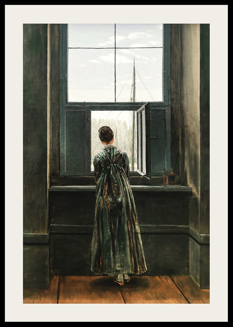 Frau Am Fenster By Caspar David Friedrich-12