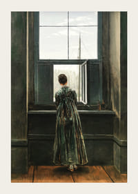 Frau Am Fenster By Caspar David Friedrich-5