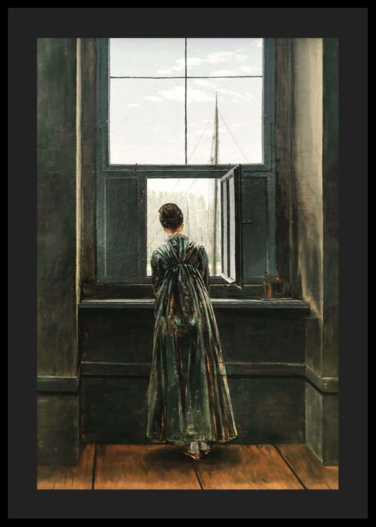 Frau Am Fenster By Caspar David Friedrich-12