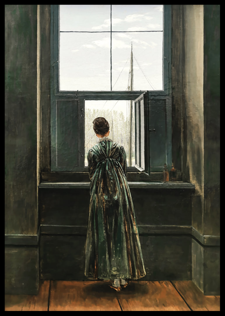Frau Am Fenster By Caspar David Friedrich-12
