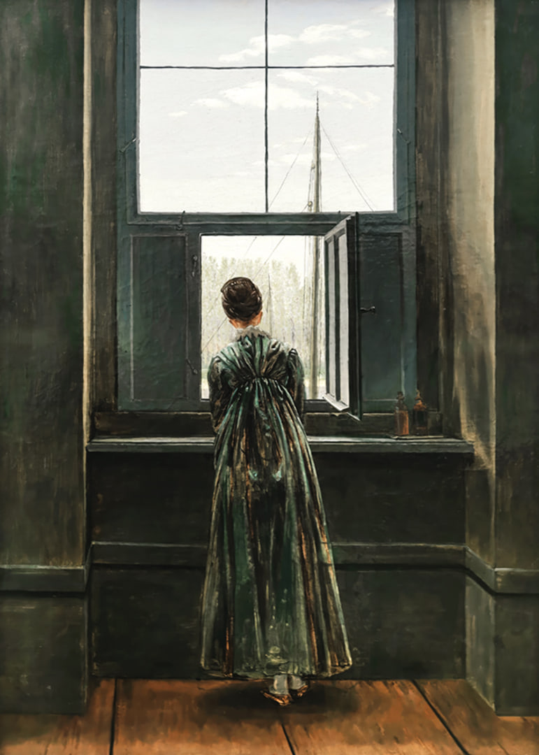 Frau Am Fenster By Caspar David Friedrich-12