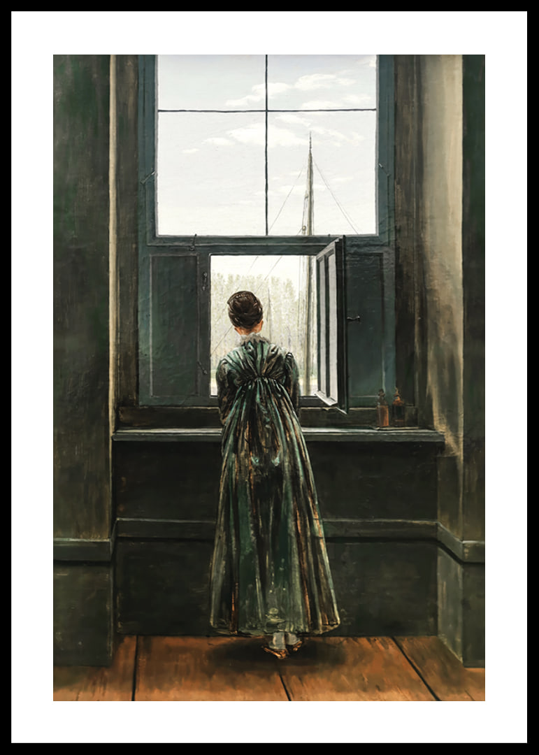 Frau Am Fenster By Caspar David Friedrich-12