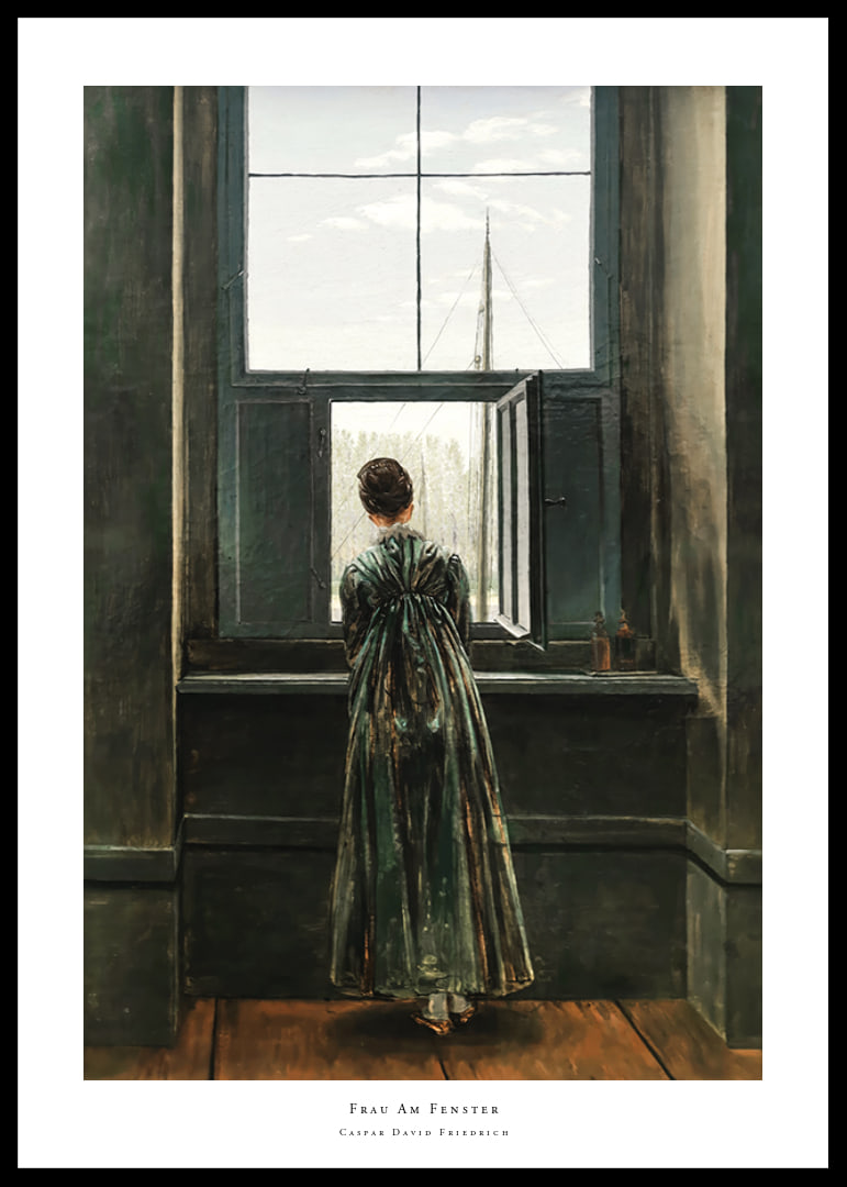 Frau Am Fenster By Caspar David Friedrich-12