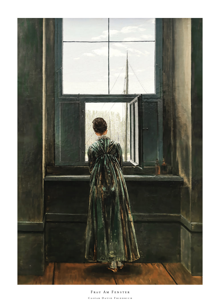 Frau Am Fenster By Caspar David Friedrich-12