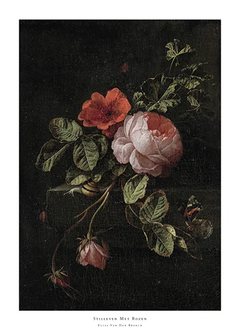 Poster Stilleven Met Rozen By Elias Van Den Broeck
