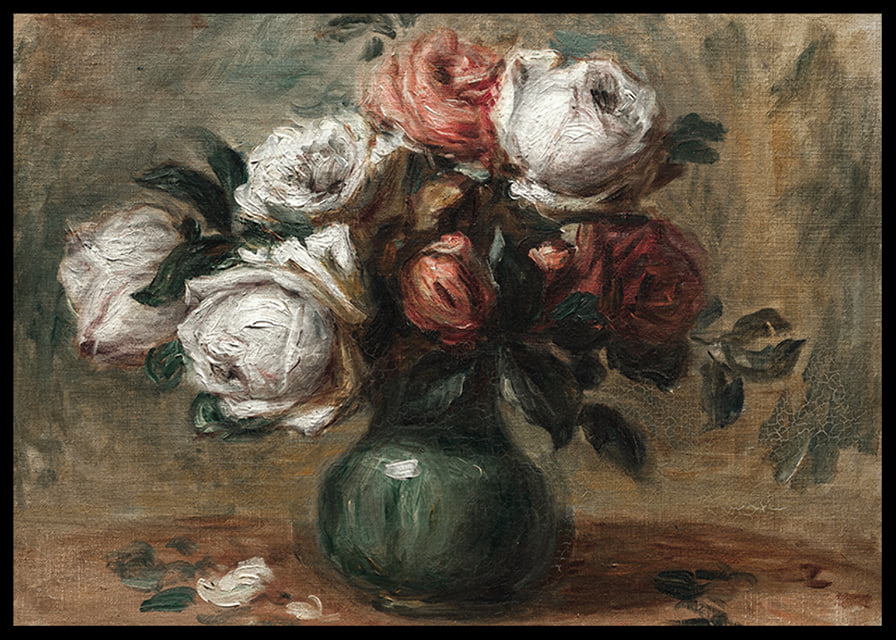 Roses In A Vase By Auguste Renoir-12