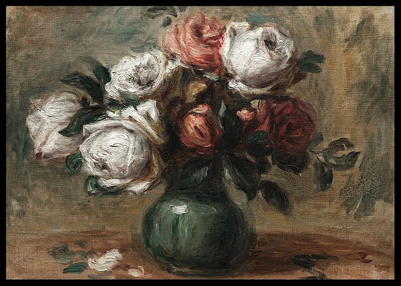 Roses In A Vase By Auguste Renoir-12