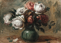 Roses In A Vase By Auguste Renoir-9