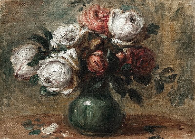Roses In A Vase By Auguste Renoir-12