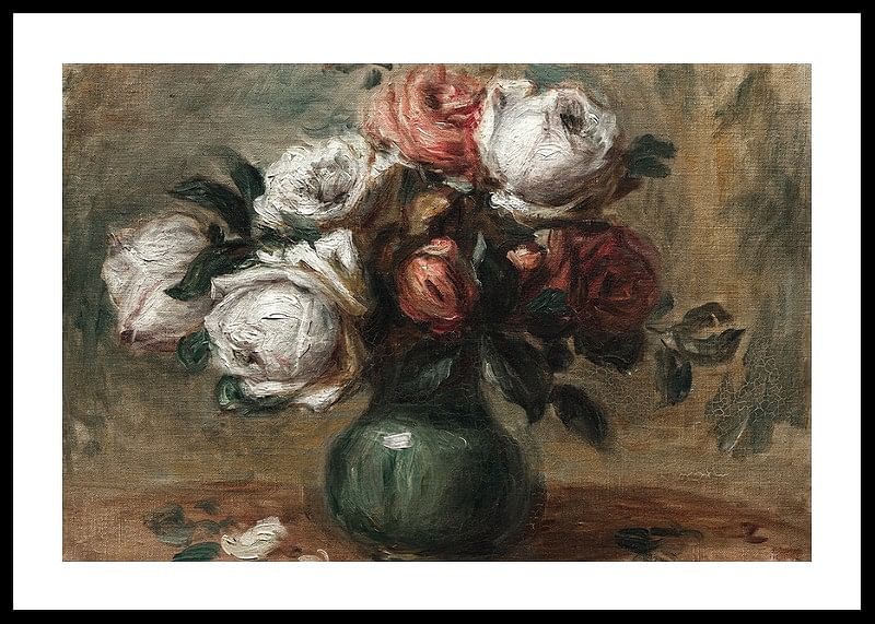 Roses In A Vase By Auguste Renoir-12