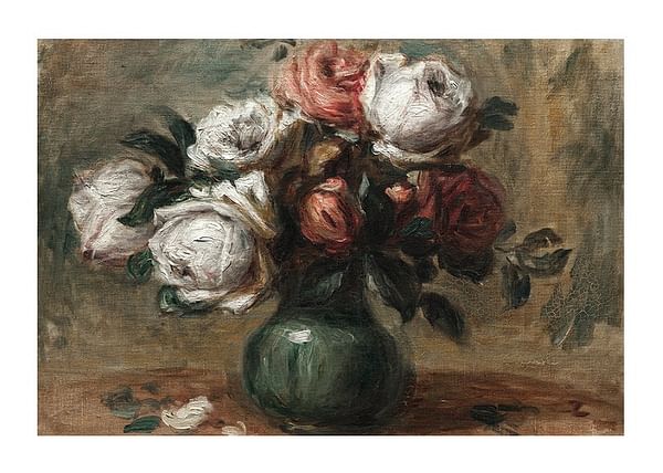 Plagát Roses In A Vase By Auguste Renoir
