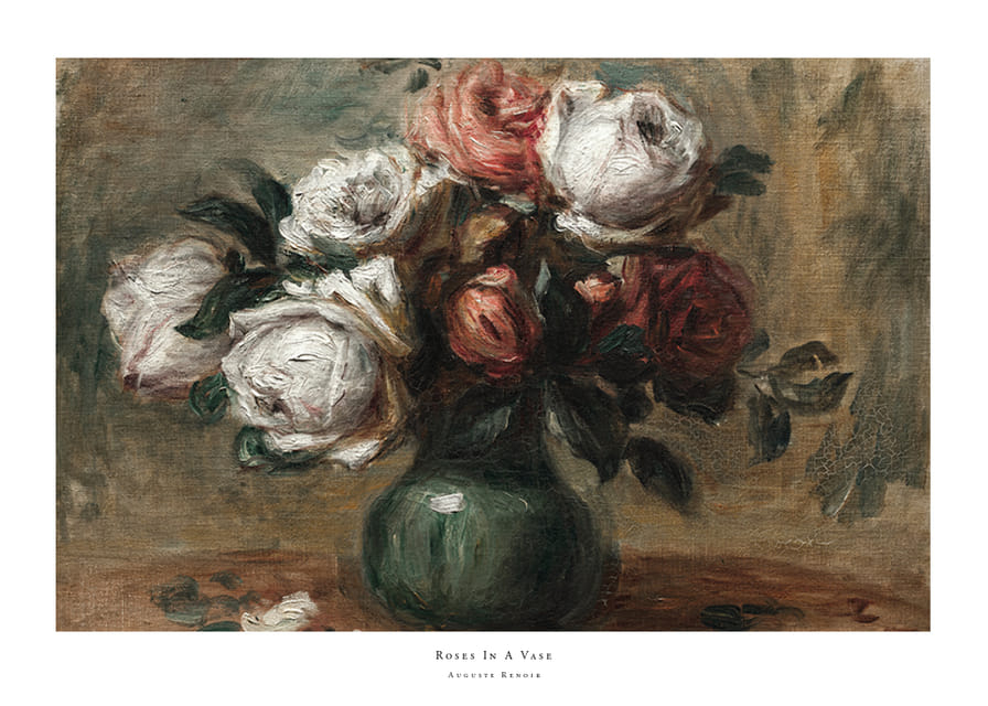 Roses In A Vase By Auguste Renoir-12