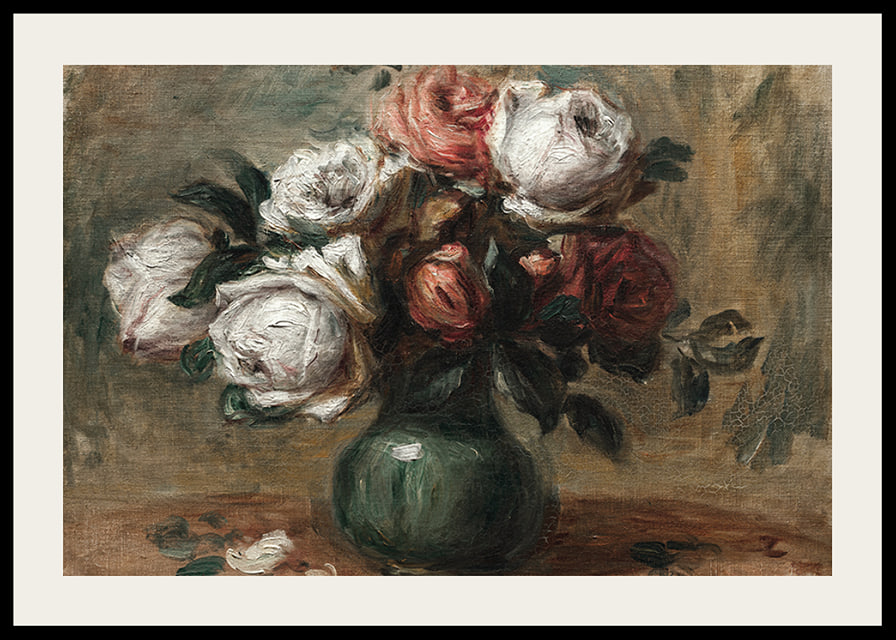 Roses In A Vase By Auguste Renoir-12