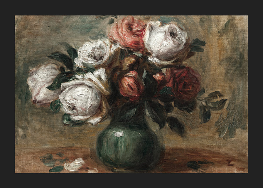 Roses In A Vase By Auguste Renoir-12