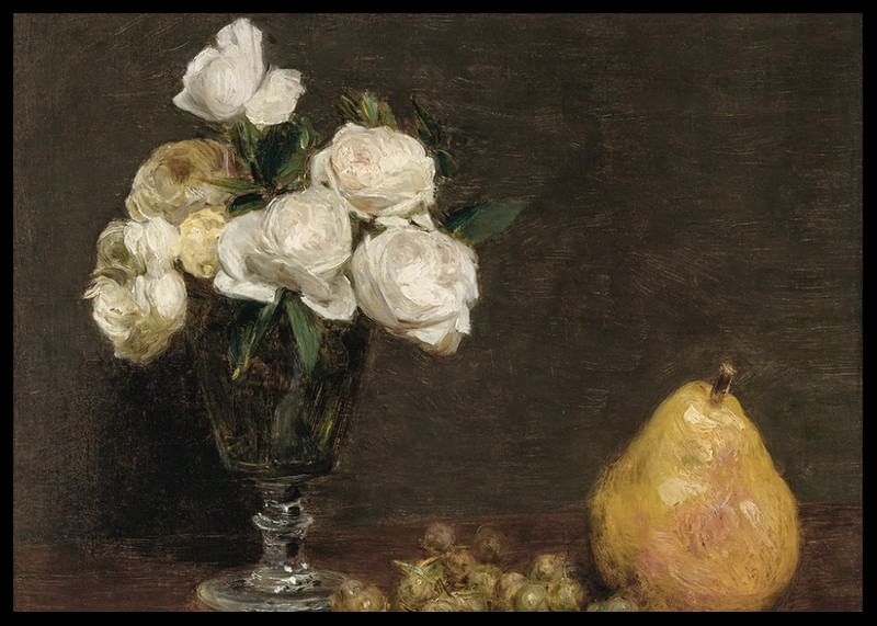 Still Life With Roses And Fruit By Henri Fantin-Latour-12