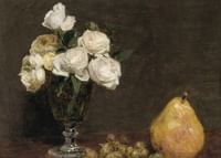 Still Life With Roses And Fruit By Henri Fantin-Latour-3