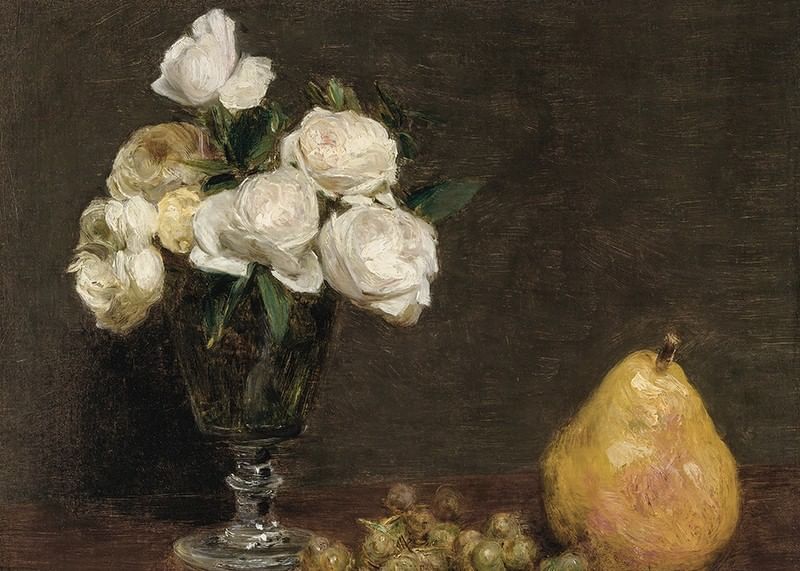 Still Life With Roses And Fruit By Henri Fantin-Latour-12