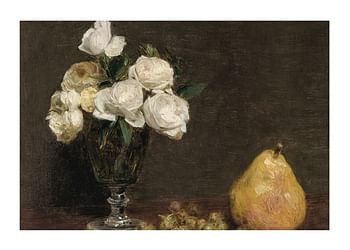 Poster Still Life With Roses And Fruit By Henri Fantin-Latour