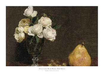 Poster Still Life With Roses And Fruit By Henri Fantin-Latour