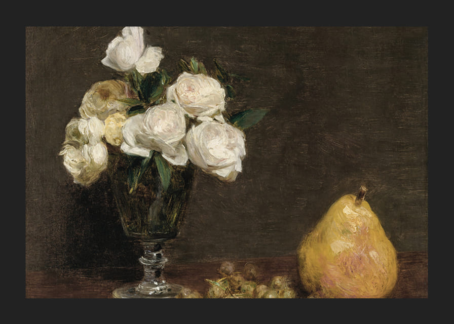 Still Life With Roses And Fruit By Henri Fantin-Latour-12