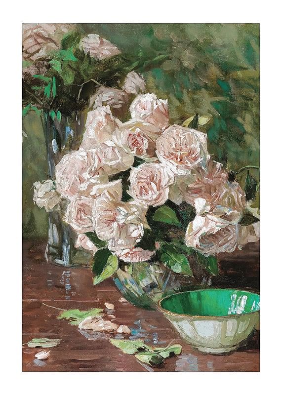 Plagát White Roses II By Carl Moll