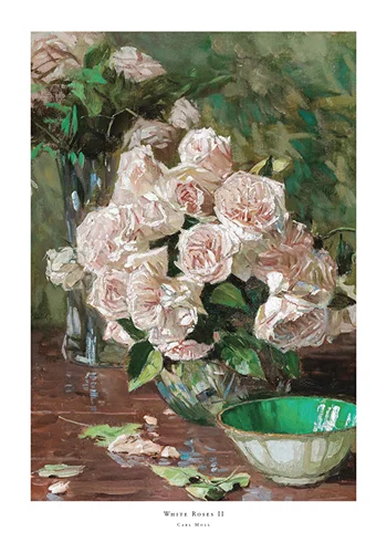 Poster White Roses II By Carl Moll