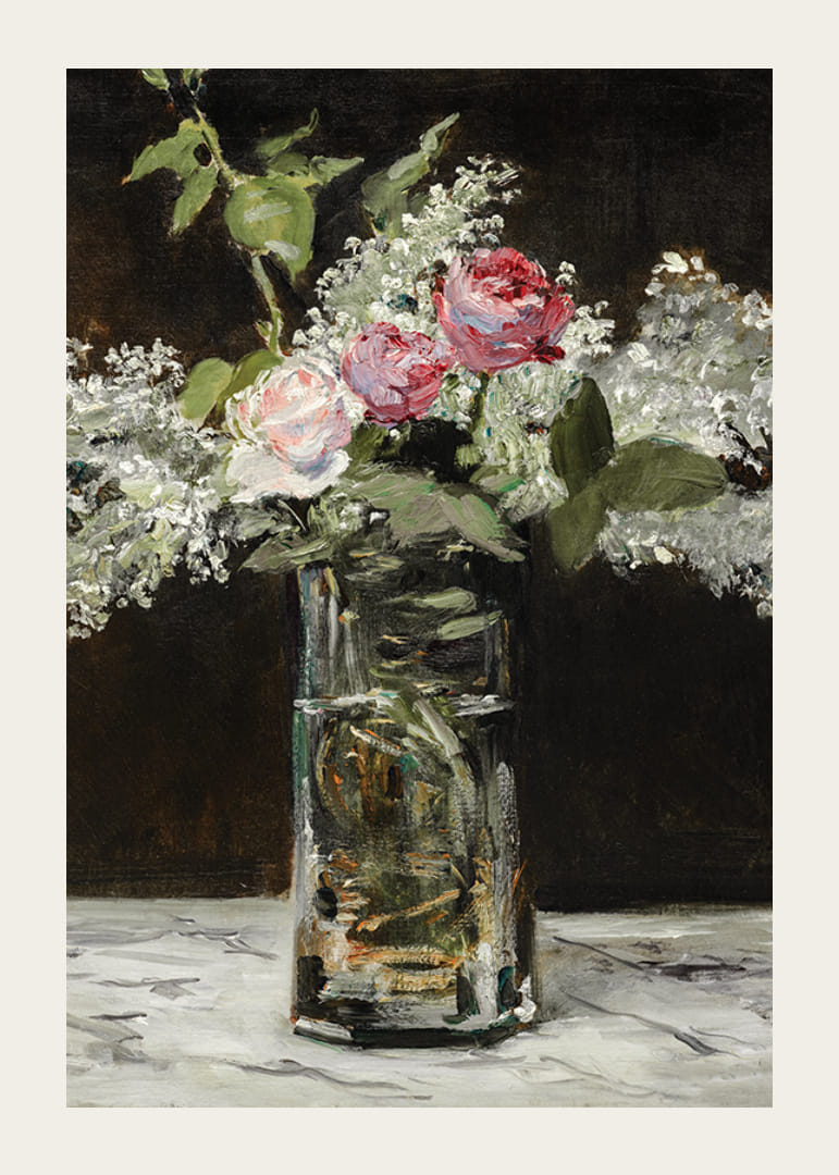 Vase Af White Lilacs And Roses By Edouard Manet-12