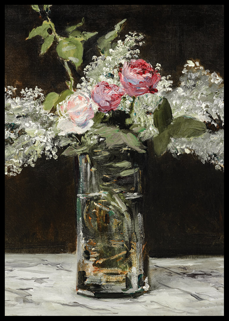 Vase Af White Lilacs And Roses By Edouard Manet-12