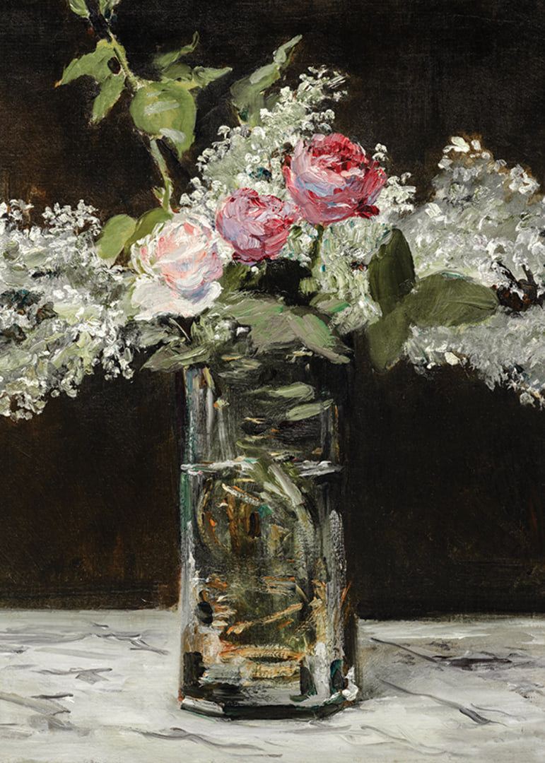 Vase Af White Lilacs And Roses By Edouard Manet-12