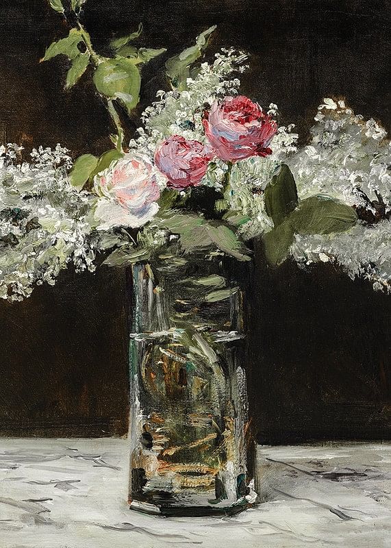 Vase Af White Lilacs And Roses By Edouard Manet-12