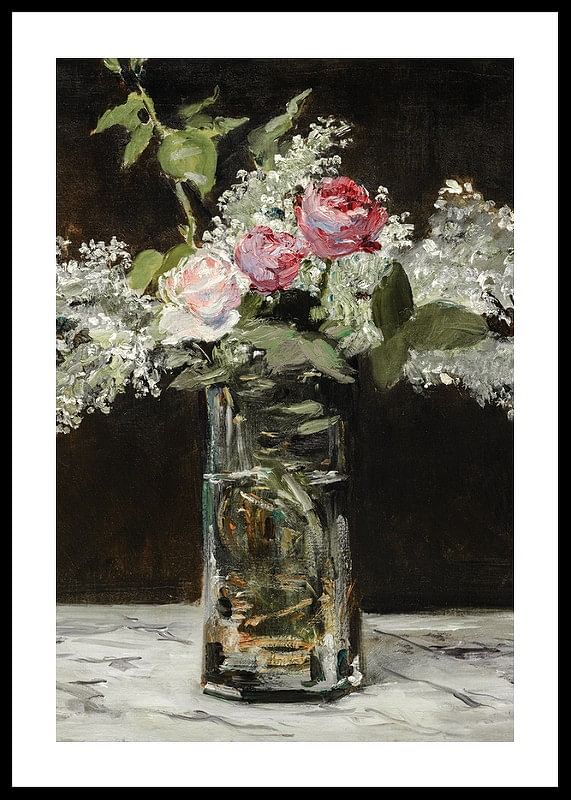 Vase Af White Lilacs And Roses By Edouard Manet-12