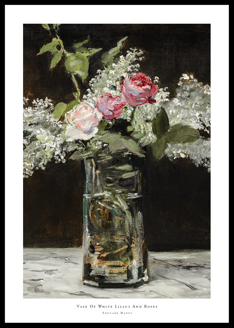Vase Af White Lilacs And Roses By Edouard Manet-12