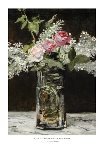 Poster Vase Of White Lilacs And Roses By Edouard Manet