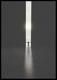 Silhouette of man opening dark doors to the light-6