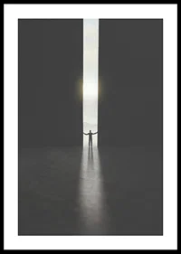 Silhouette of man opening dark doors to the light-0