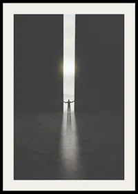 Silhouette of man opening dark doors to the light-2