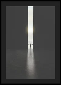 Silhouette of man opening dark doors to the light-4