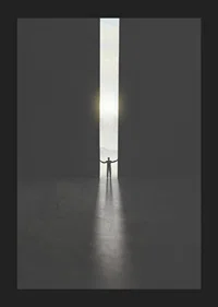 Silhouette of man opening dark doors to the light-5