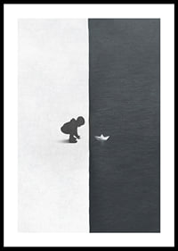 Ilustrēts bērna siluets uz melnbalta fona-0