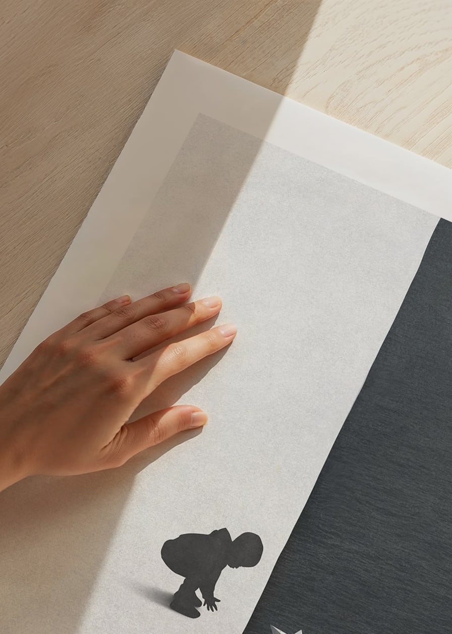 Ilustrēts bērna siluets uz melnbalta fona-12