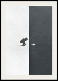 Illustrerad siluett av barn mot svart och vit bakgrund-2