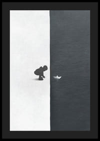 Illustrerad siluett av barn mot svart och vit bakgrund-4