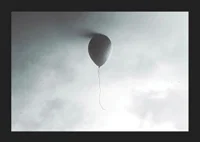 Surreal balloon against light gray sky with clouds-5