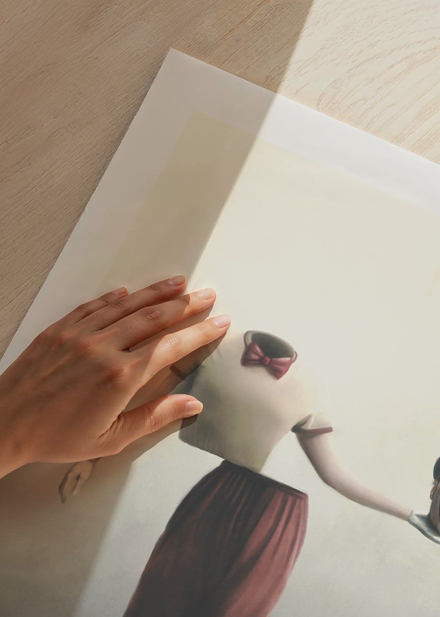 Surreal clown with severed head in hand, soft colors-12