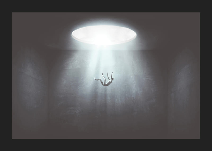 La figura illustrata cade dall'apertura luminosa nella stanza buia-12