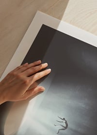Illustrated figure falls from light opening into dark room-9