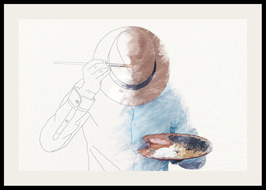 Surreal illustration of man painting his own face-12