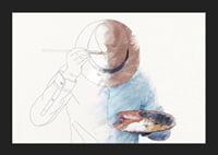Surreale Illustration eines Mannes, der sein eigenes Gesicht bemalt-5