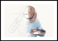 Surreale Illustration eines Mannes, der sein eigenes Gesicht bemalt-0